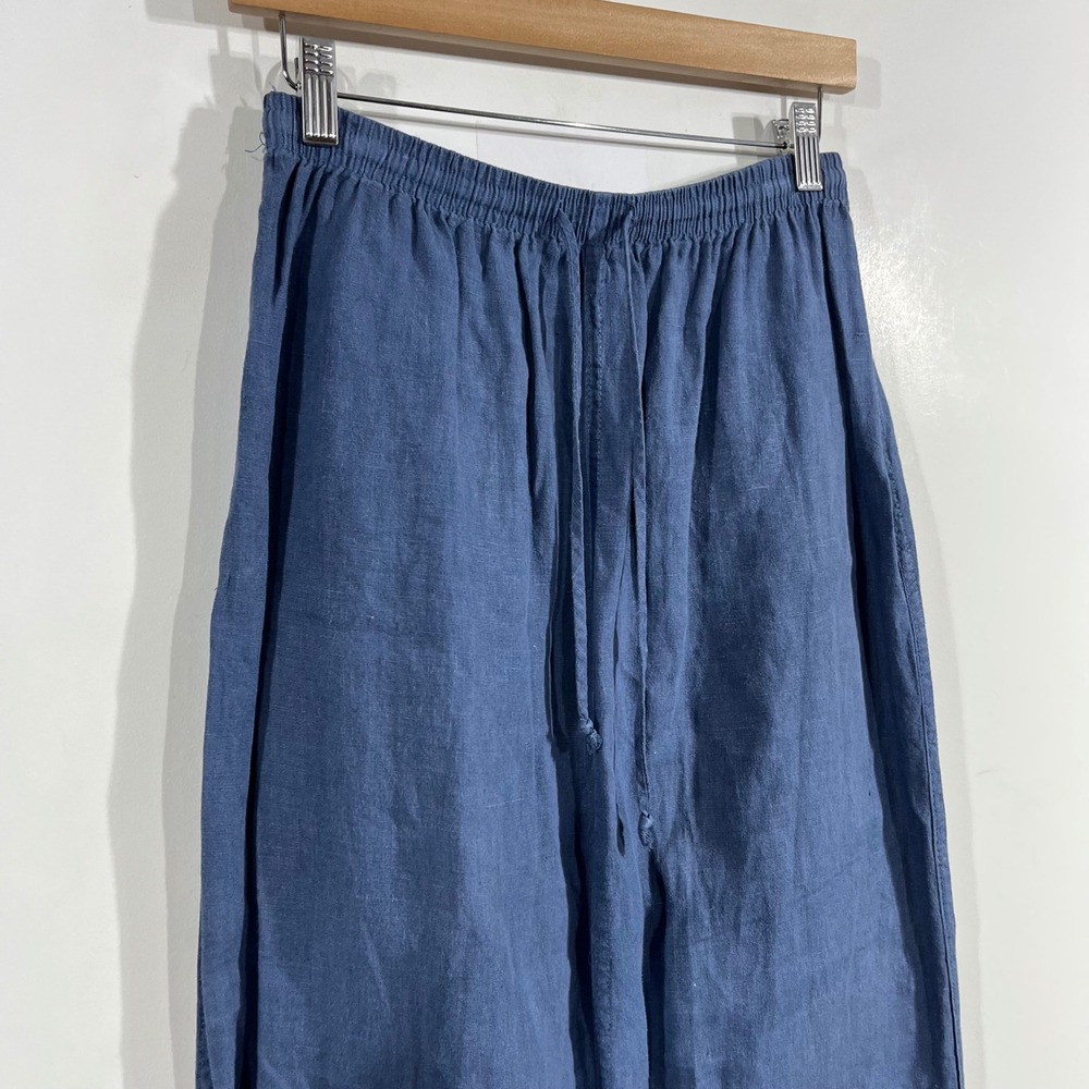 Cut Loose 90s Minimalist 100% Linen Maxi Skirt Coastal Drawstring Pockets Medium - Picture 2 of 9